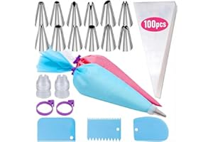 120 Cake Decorating Kit - Includes Disposable and Reusable Piping Bags, Tips, Couplers, and Scrapers