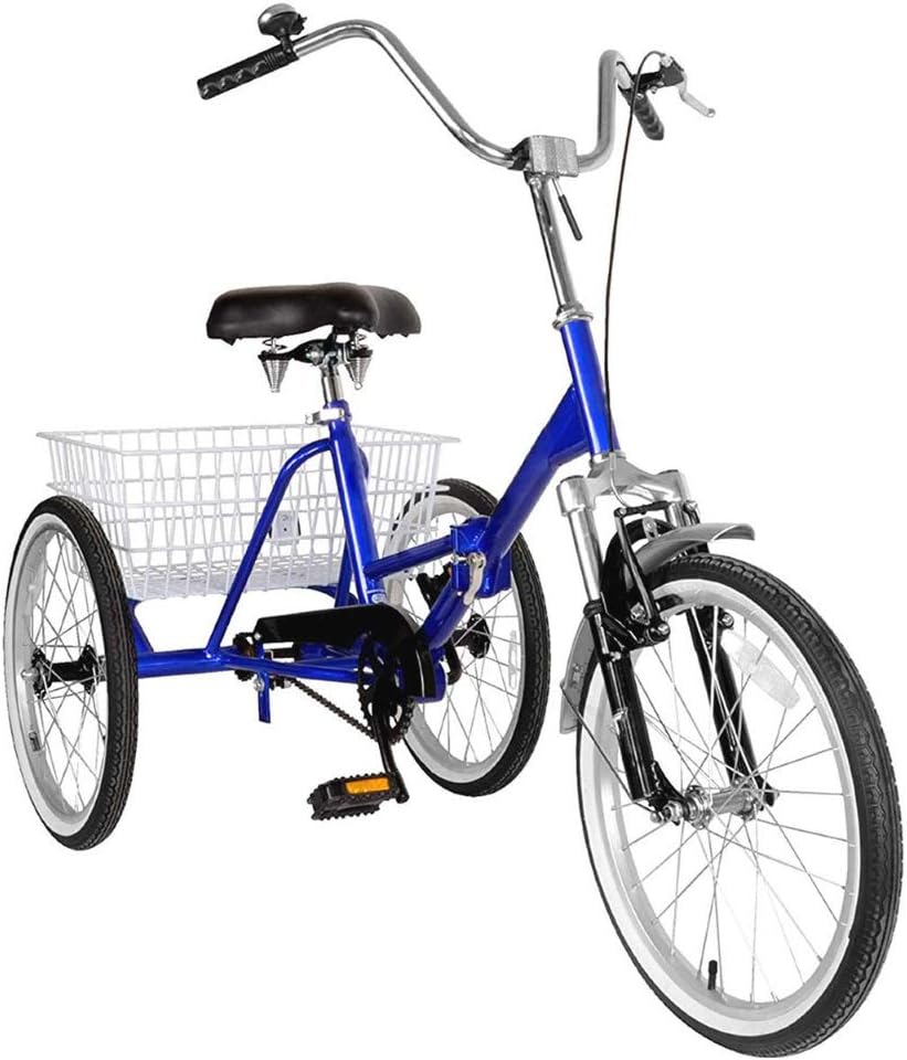 CHENDGE2 Adult Folding Tricycle Bike 3 Wheeler Bicycle Portable Tricycle 20" Wheels