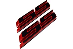 ZORRATIN (Set of 2) Slant SS Grill Side Fender Trunk Emblem Badge Decal with Sticker for Chevrolet Chevy Camaro Impala Malibu Holden 2010 to 2025 [red outlining Black]