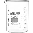 EISCO Heavy Duty Beaker, 600ml - 5mm Thick, Uniform Walls - Superior Durability & Chemical Resistance - White Graduations - Borosilicate 3.3 Glass