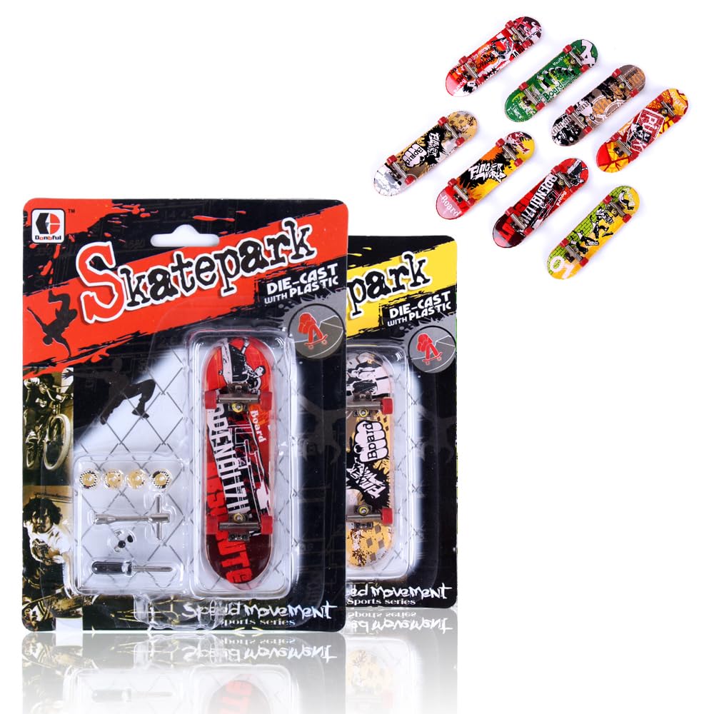 zalati Finger Skateboards 2pcs Mini Fingerboards with Replacement Set for All Ages Games Playing Finger Practice - Random Color