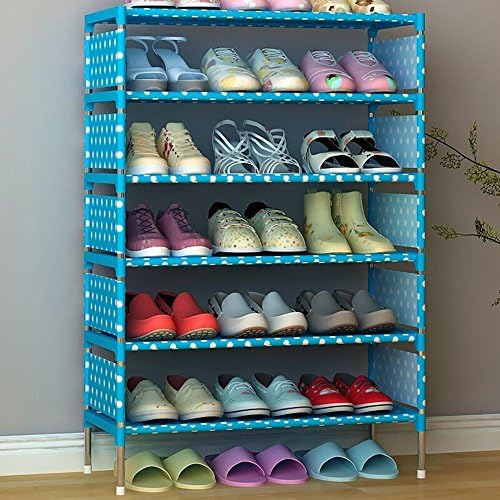 Luffar 7-Tire Shoe Storage Cabinet Large Capacity Shoe Rack Organizer with Non-woven Dustproof Cover (Blue dot)