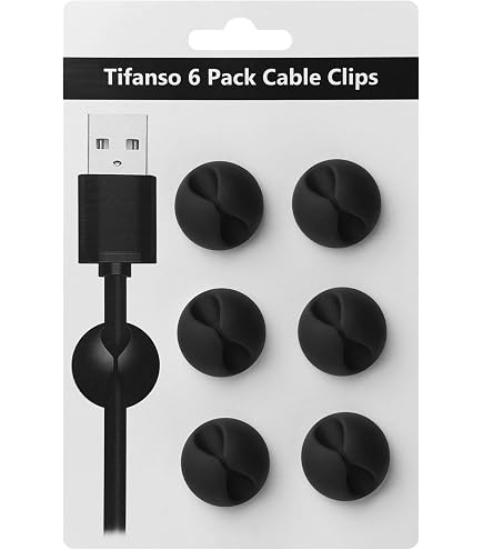 CHEFBEE 8-Pack Adhesive Cable Clips – Keep Your Desk Tidy, Hold Cords Up To 0.40'' Diameter, Black