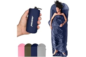 JAICOM Ultralight Sleeping Bag Liner - 5.3 oz Washable Adult Sleep Sack & Travel Sheets, Self Tan Sleep Sack with Two-Way-Zipper, for Backpacking, Hotel, Camping, Travel