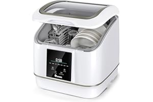 IAGREEA Portable Countertop Dishwasher, 7 Washing Programs Compact Mini Dishwasher, No Hook Needed, Anti-Leakage, Fruit & Vegetable Soaking, For 4 Sets of Tableware