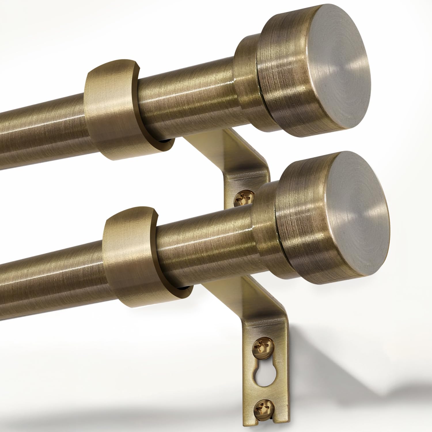 Photo 1 of 2 Pack Antique Bronze Curtain Rods for Windows 48 to 84 Inches Adjustable Length Heavy Duty 1" Diameter Window Curtain Rod with Solid Metal Finials for Outdoor Farmhouse Bedroom Kitchen Living Room