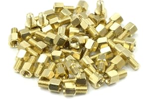 Hxchen M4 x 5mm + 6mm Male to Female Thread Brass Hexagon Hex Standoff Spacer Pillars - (50 Pcs)