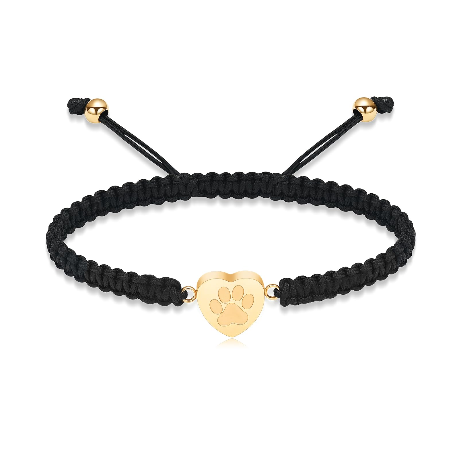 QGJNSGC Cremation Urn Bracelet for Ashes Heart Paw Print Bracelet Memorial Keepsake Jewelry Braided Wristband Bangle Pet Dog Cat Adjustable Bracelet for Women Gift for Pet Ashes — image 1