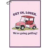 Juoqg We're Going Golfing Purple Golf Towel, Fun Retro Golf Bag Towel With Clip, Golfing Accessories for Women, Golfers Gifts for Fan Daughter Golfer Mom Grandma, Birthday Gifts for Sport Lover Sister