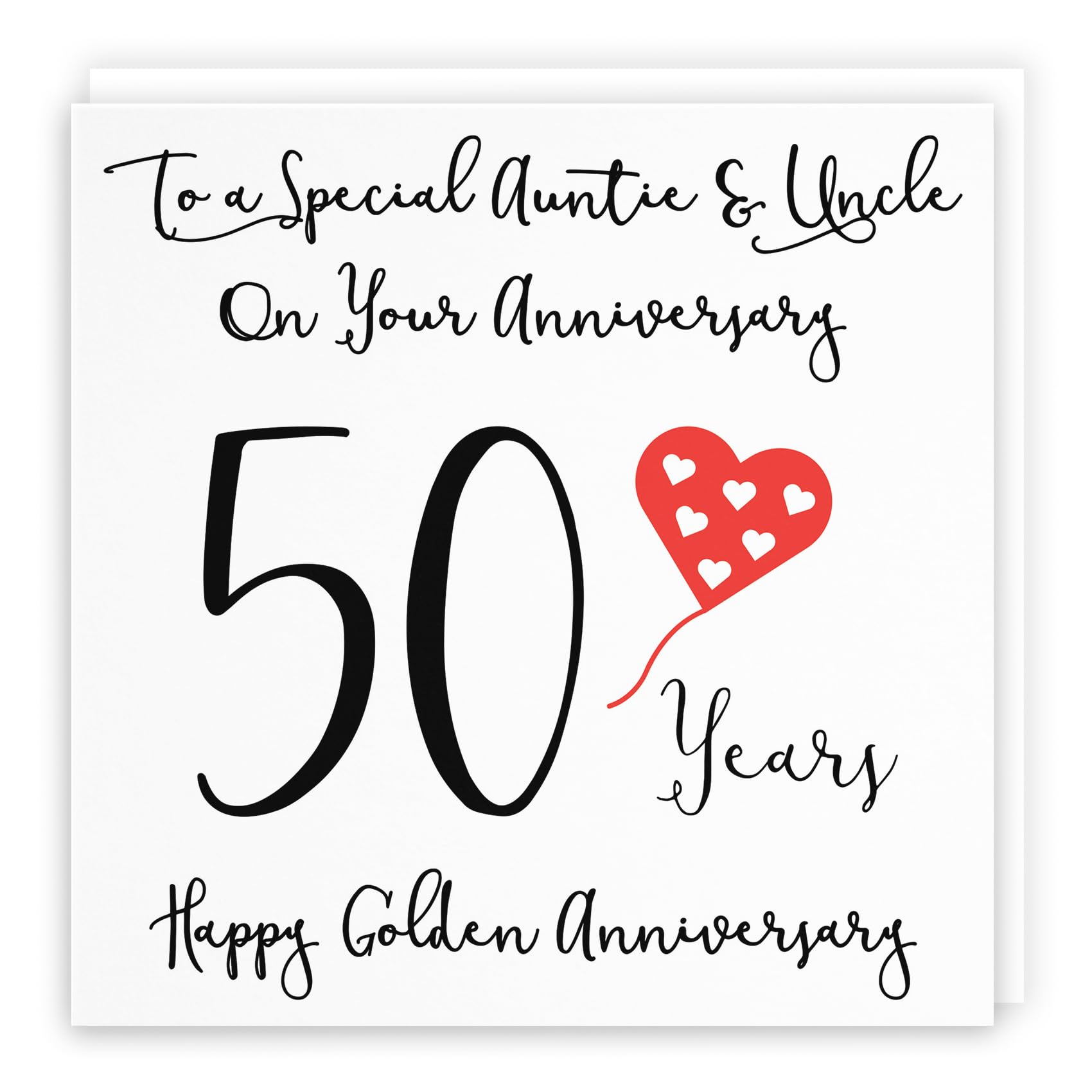 Hunts England - Auntie And Uncle 50th Anniversary Card - To A Wonderful Auntie & Uncle On Your Anniversary - 50 Years - Happy Golden Anniversary - Love Heart Collection — image 1