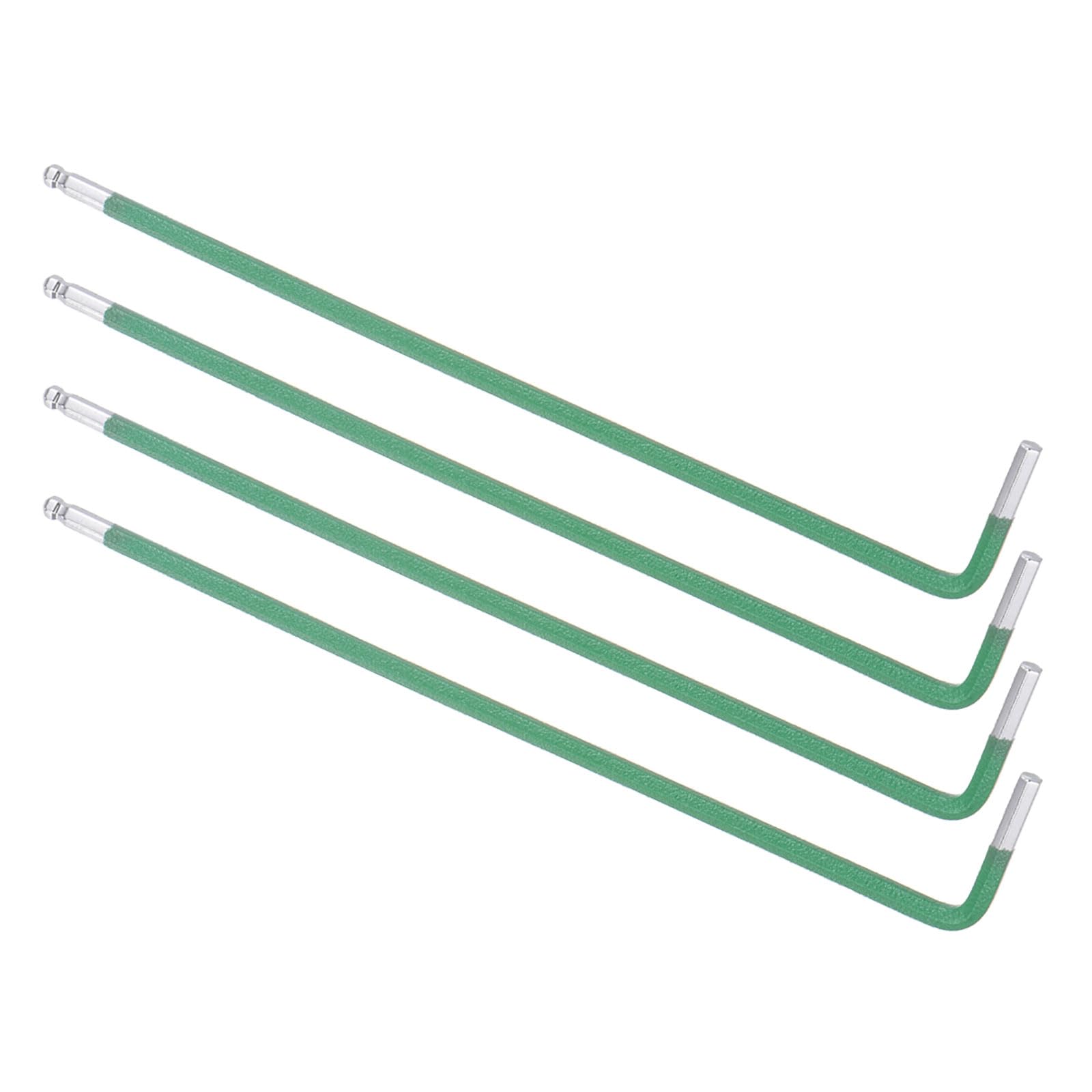 CoCud L-Handle Ball End Hex Key Wrench, 2.5mm Metric, S2 Steel L-Shape Long Arm Hexagon Head Spanner Green - (Applications: for Home Repair and Mechanical Maintenance), 4-Pieces