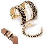 PUOSUO Leopard Bangle Bracelets for Women - Multi Layers Casual Bracelet for Women