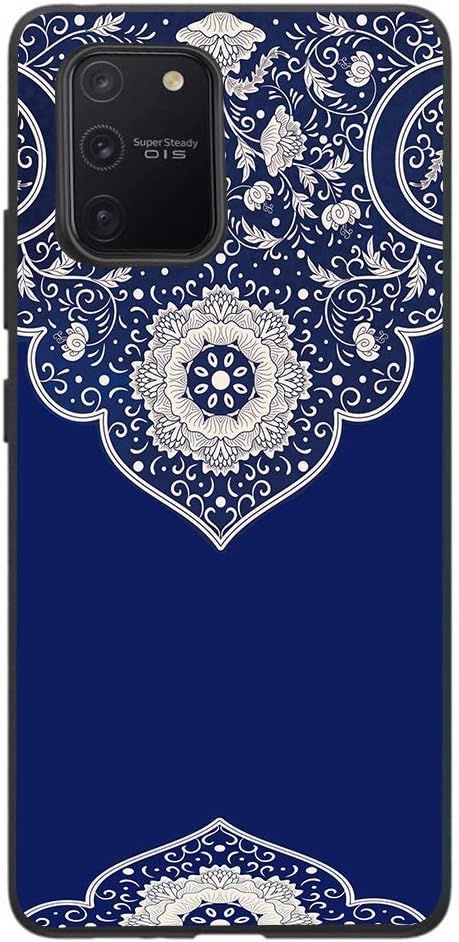 Samsung Galaxy S10 Lite Case,Entaifeng Scratch Resistant Grippy Soft TPU Rubber Full Body Protective Phone Cover for Galaxy S10 Lite (Blue/Flourishing Flowers)