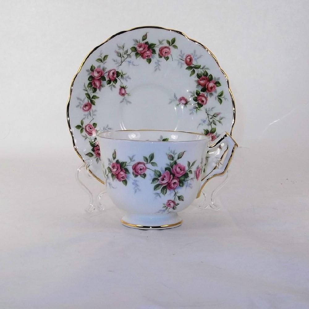 Aynsley China Teacup and Saucer Teacup Set Vintage China Grotto Rose Pattern