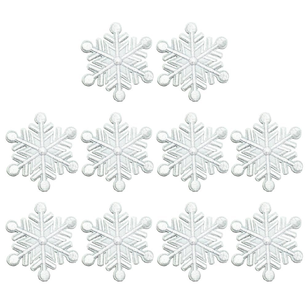 Tofficu 10pcs DIY Snow Cloth Stickers Snowman Patches Embroidered Badges Sew on Clothes Patches Sew on DIY Clothes Snowflake Shaped Sticker Xmas Appliques Patch White