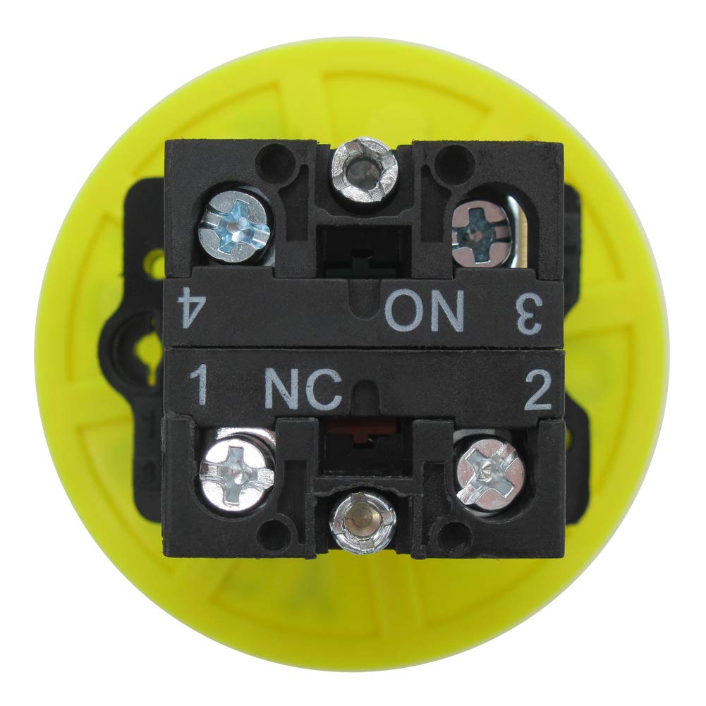 mxuteuk 2pcs 22mm Red Mushroom Switch AC 660V 10A 1NC 1NO Red Mushroom Emergency Stop Push Button Switch with Emergency Stop Sign ,1 Year Warranty HB2-ES545 - Image 4