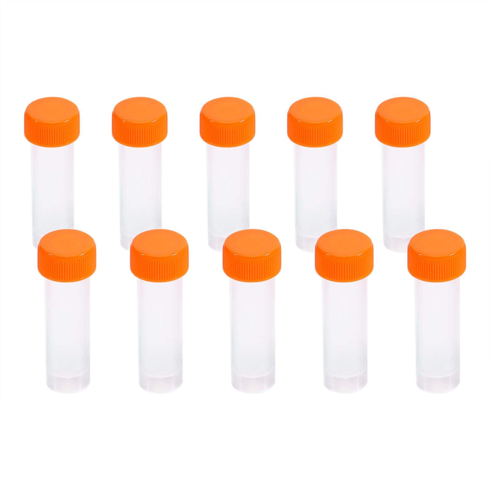 Plastic Test Tube Set 10Pcs 5ml Sample Container Bottle Vial Screw Seal Cap Pack Lab Chemical Experimental Supplies with Silicone Gasket