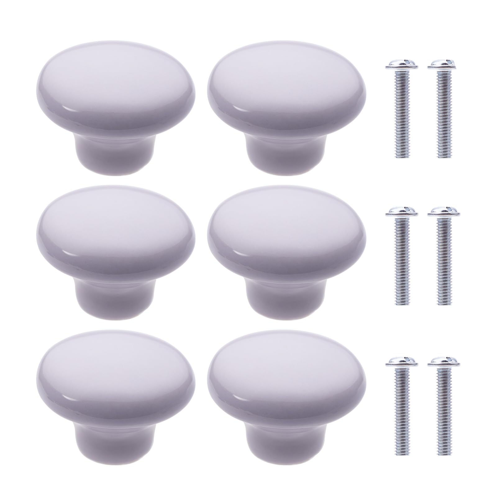 NAKUPENDA 6Pcs Furniture Ceramic Knobs Round Ceramic Cupboard Drawer Knobs Ceramic Handles with Screws for Children's Room Kitchen Cupboards Bookshelf (Purple)