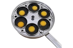 6 Cups Egg Poacher Pan - Stainless Steel Poached Egg Cooker – Induction Cooktop Egg Poachers Cookware Set with 4 Nonstick Lar