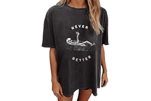 Wukreran Vintage Shirts for Women Cute Graphic Tee Spring Short Sleeve Tops Oversized Tshirts Teen Aesthetic Clothing