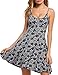 ACEVOG Women's Casual Fit and Flare Floral Shoulder Strap Skater Dress, Large, Grey