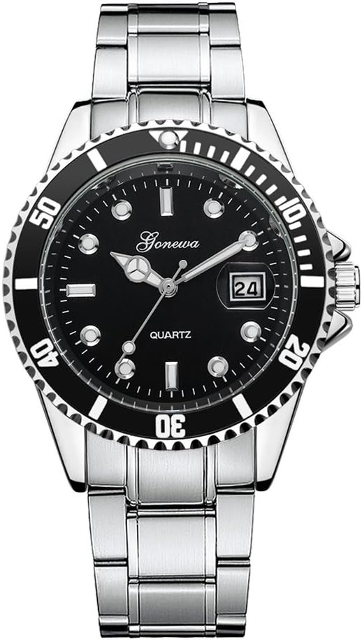 Yvelands Mens Fashion Stainless Steel Band Date Military Sport Quartz Analog Wrist Watch