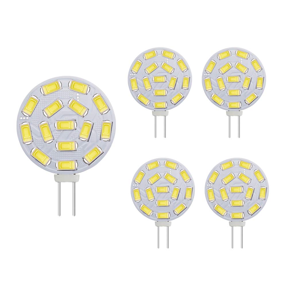 AHEVO G4 3W LED Light Bulbs, Equivalent to 20-30W Halogen Lamps, G4 Base AC/DC 12V,300 LM, 120°Flood Beam, Recessed Lighting, Track Lighting,White(6000K,5pcs