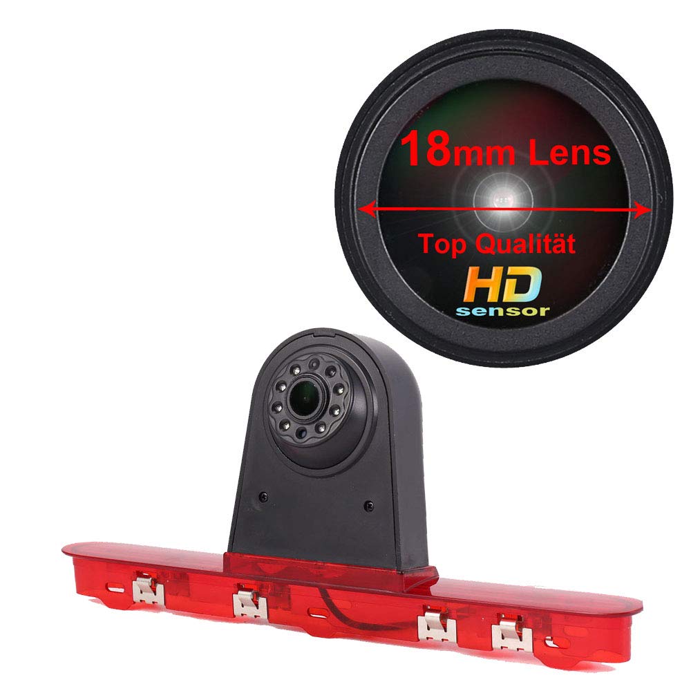 18mm Car Third Roof top mount Brake Light Rear View Camera for Citroen Dispatch/Toyota Proace/Peugeot Expert Traveller van 3 transporter 2016 (New item: adjustable angle and distance)