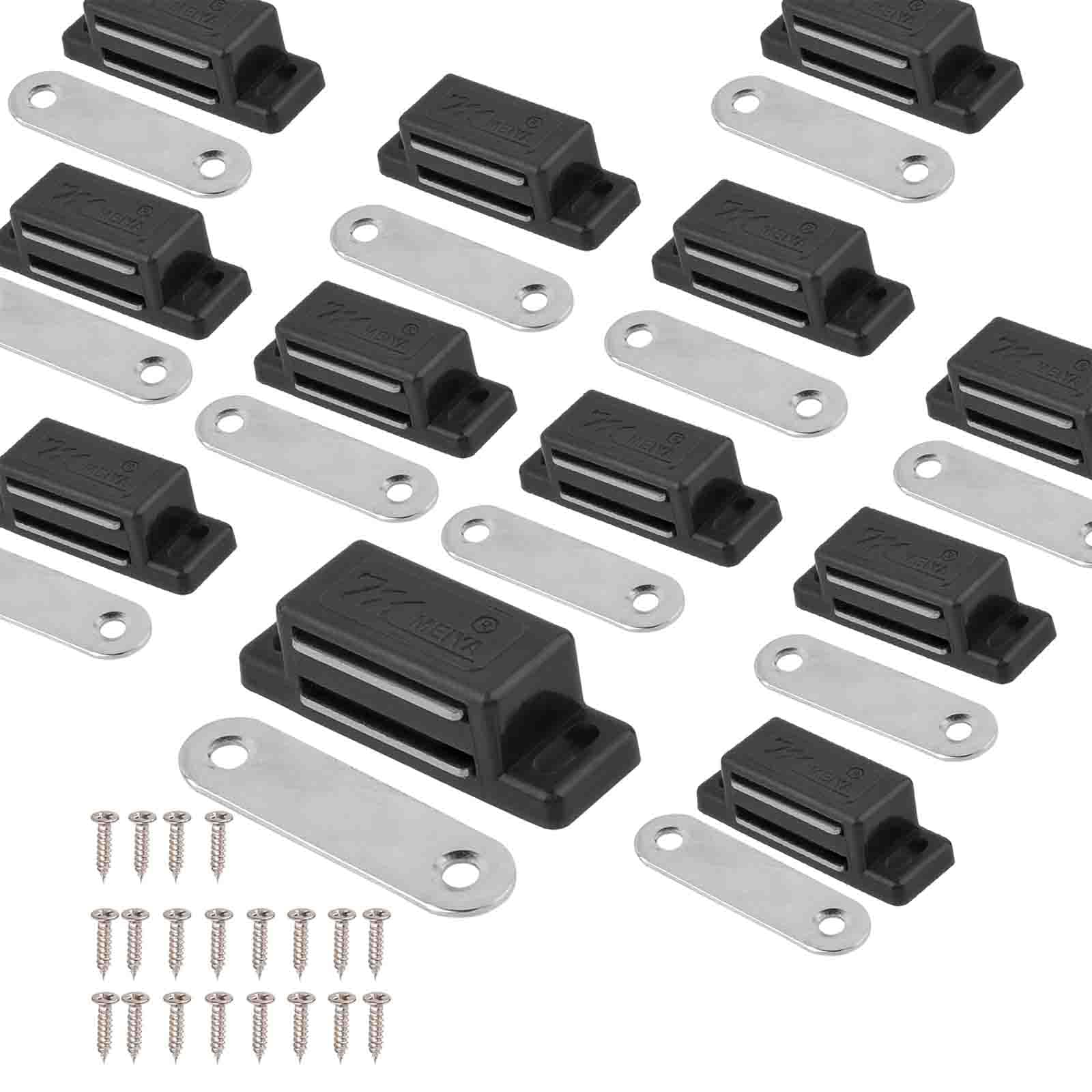 12 Pack Magnetic Door Catches,Heavy Duty Small Latch for Kitchen Bathroom Cabinet Closet Door (Black)