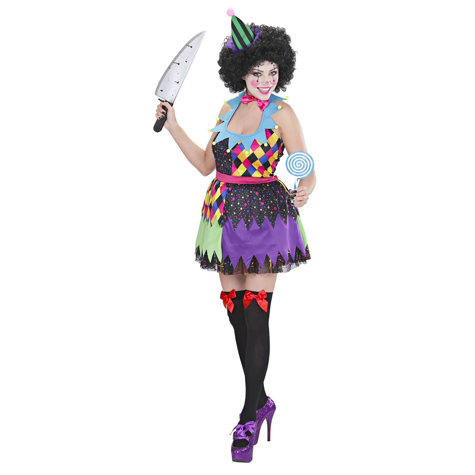 Widmann Adult ? 02321 Horror Clown Costume Dress with Bow Tie and Mini Hat