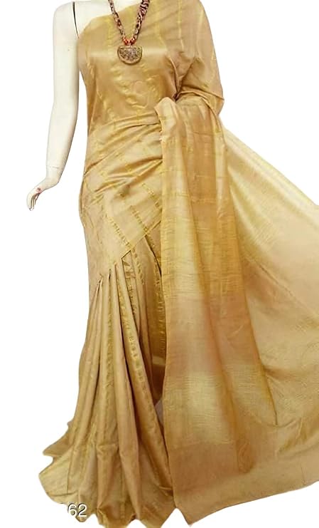 For Womens Bhagalpuri Kota Silk Bunty Bably Saree With Striped And Running Blouse Piece Free Size