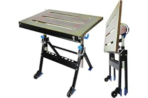 Olympia Tools Adjustable Welding Table with Wheels Portable Steel Stand Workbench 30 in. x 20 in.