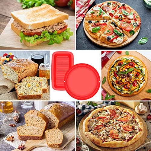 EKKONG Moulle Silicone Patisserie, Lot de 4 Moules à Gâteau en Silicone, Forme Ronde, Forme Carrée, Moule à Pain, Moule à Tarte, Antiadhésive & Facile à nettoyer - Cuisine A Vivre EKKONG Moulle Silicone Patisserie, Lot de 4 Moules à Gâteau en Silicone, Forme Ronde, Forme Carrée, Moule à Pain, Moule à Tarte, Antiadhésive & Facile à nettoyer