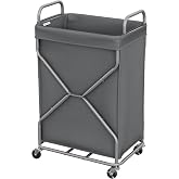 StorageWorks Laundry Basket, Rolling Hamper with Removable Bag, Grey, 120L | Grey Rolling Hamper, Laundry Cart for Bedroom, Bathroom, College, Apartment