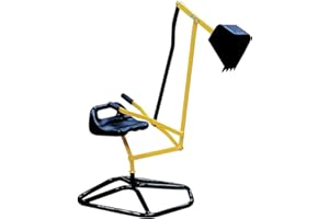 SVAN Ride on Crane Digger w Stabilizing Base- Kids Outdoor Digging Excavator Play Toy or Xmas Gift- Swing & Scooper Grab Function, Rotation Seat Goes 360 Degrees Around- Use in Backyard Sandbox, Dirt, Snow