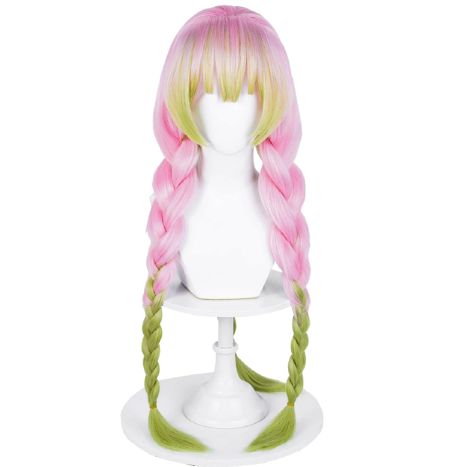 Mitsuri Cosplay Wig DS Pink Green Braided Wig with