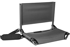 Cascade Mountain Tech Portable Folding Steel Stadium Seats for Bleachers , Grey, Regular - 17"