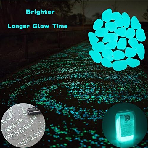 CCOQUS 100 Pcs Brighter Glow in the Dark Garden Pebbles,Decorative Glowing Stones for Walkway Yard,Fishbowl and Decor