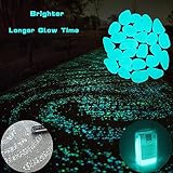 CCOQUS 100 Pcs Brighter Glow in the Dark Garden Pebbles,Decorative Glowing Stones for Walkway Yard,Fishbowl and Decor