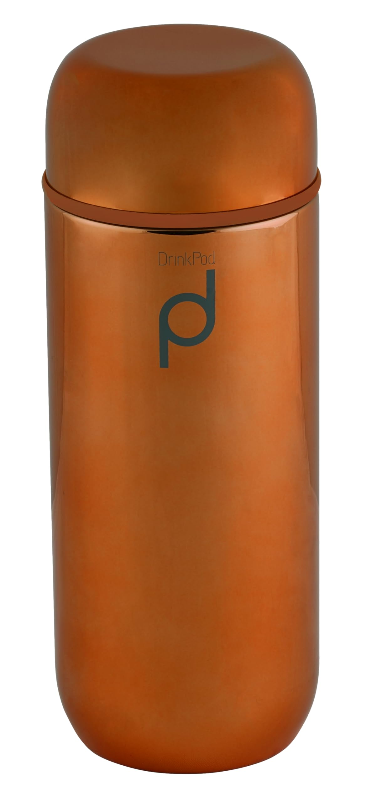 Drink Pod Reusable Capsule Drink Flask with Vacuum Walled Stainless Steel Body, Metallic Copper Finish, 200ml