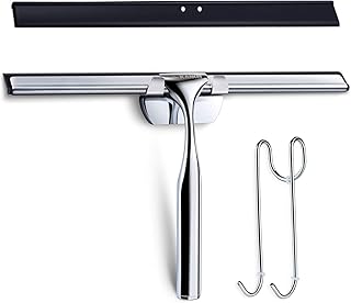 Love-KANKEI Duschabzieher Edelstahl Fensterabzieher Duschwischer mit Gummilippe, Inkl. 1 Ersatzlippe und 1 Haken
