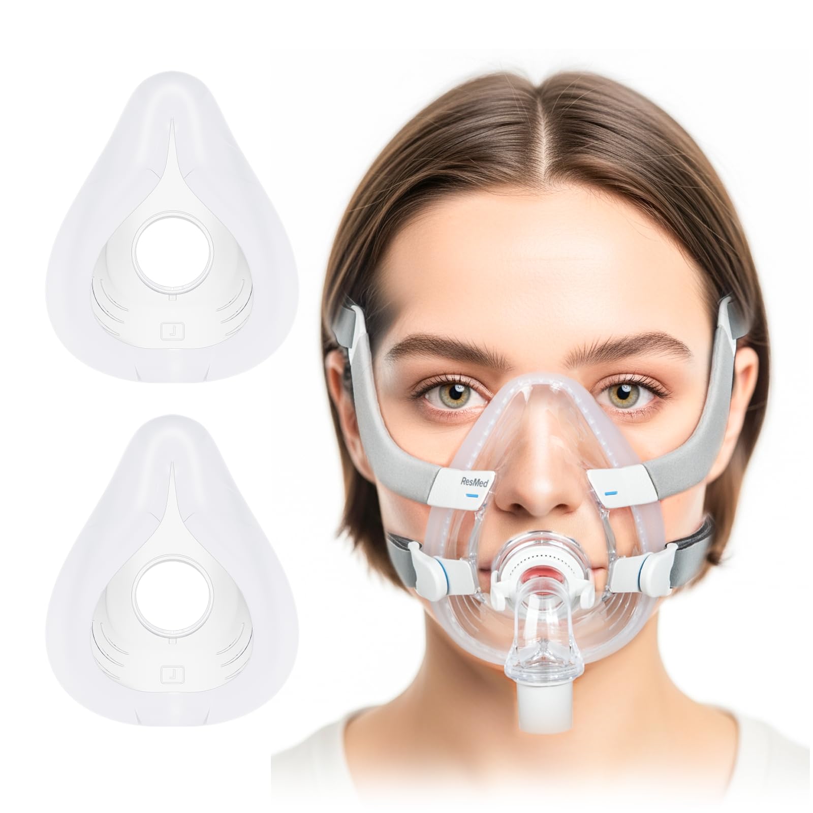 Photo 1 of 2 Packs Airfit F20 Large Replacement Cushion, Full Face Seamless Seal, Compatible with Origianl Frame, Premium Liquid Silicone CPAP Accessories - L