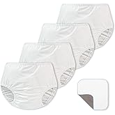 EZ Moms 4 Packs Plastic Underwear for Potty Training Waterproof Cloth Diaper Covers for Girls and Boys Soft Rubber Pants for Potty Training Soft Reusable White Diaper Cover with Baby Washable Wipes 3T