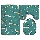 IUD Pattern Non-Slip 3 Piece Bathroom Mat Set Bathroom Carpet Rug Bath Mat
