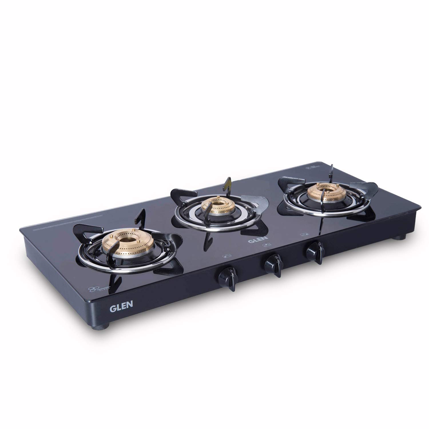 Buy Glen 3 Brass Burner Glass Gas Stove 1033 GT XL (Black) Online at