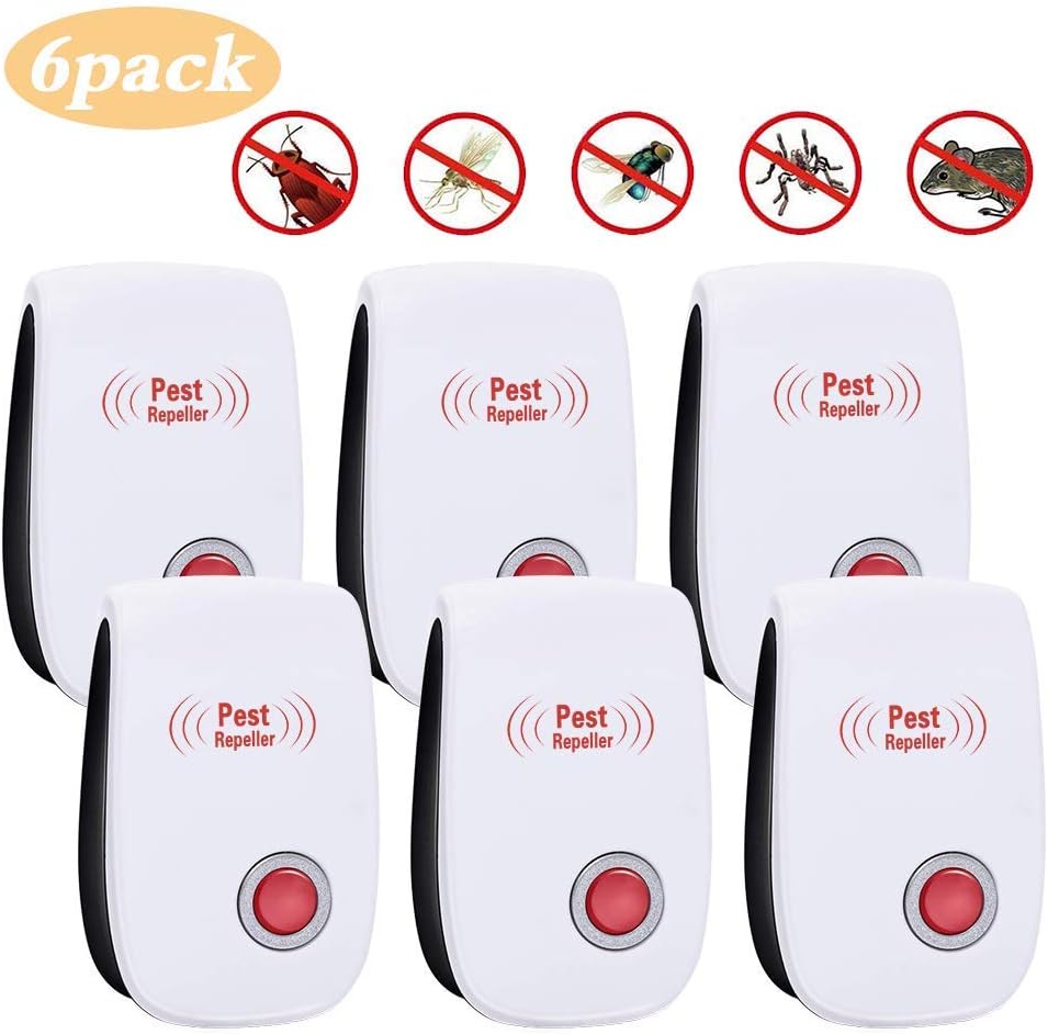 Vegkey 6 pack Electronic Plug In, Mouse and Rat Repeller Ultrasonic Pest, White