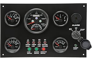 Yinhing 5 Gauge Cluster Set with Speedometer Fuel Temperature Oil Pressure Meter Voltmeter for Marine Boat Instrument Panel A