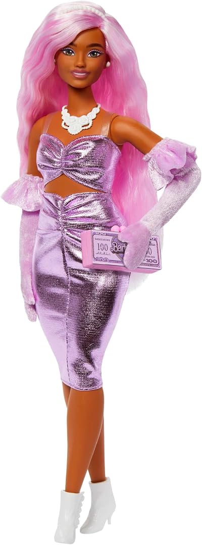 Barbie Deluxe Style Doll Barbiecore Outfit Pink Hair Glossy Dress Accessories