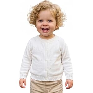 Baby Girl Lightweight Cardigan Sweaters 0-3T Crew Neck Button Down Long Sleeve Knit Sweater Coat Tops Outwear