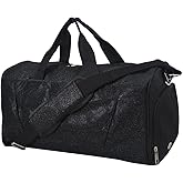 NGIL Glitter Cheers Sports Gym Duffel with Shoe Compartment and Small Carry on Travel Tote Bags for Women, Gym bag, Overnight bags for Women, Cheer Bag (Glitter-Black)